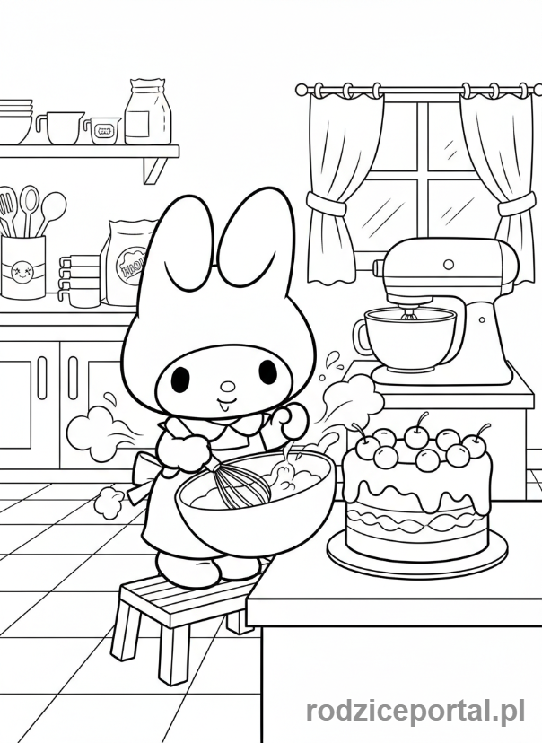 Kolorowanka My Melody - My Melody piecze ciasto
