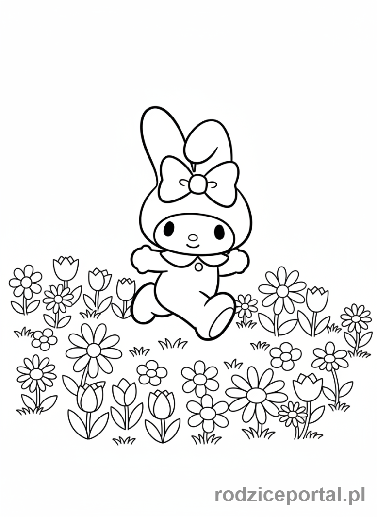 Kolorowanka My Melody - My Melody skacze na lace