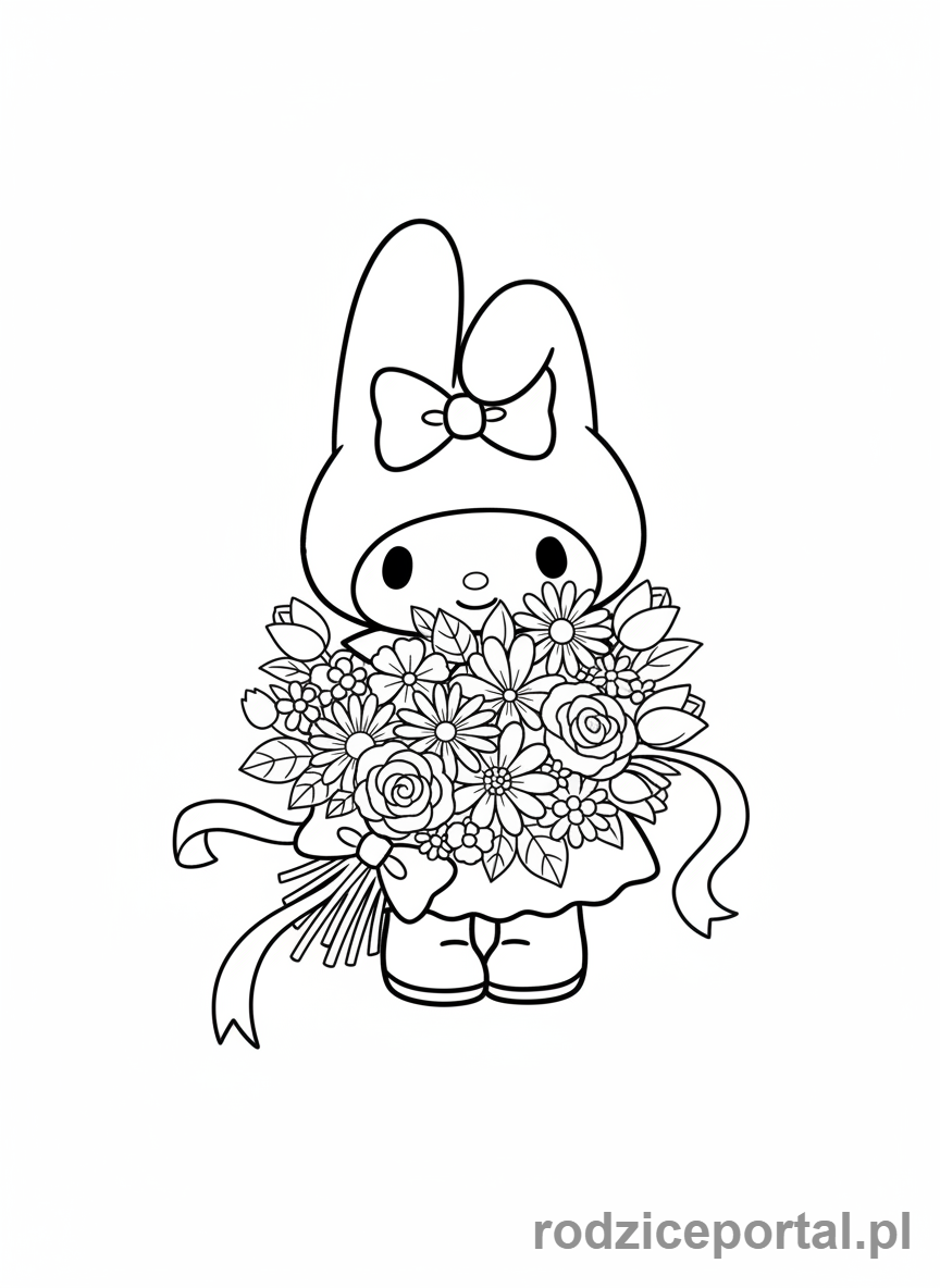 Kolorowanka My Melody - My Melody z bukietem