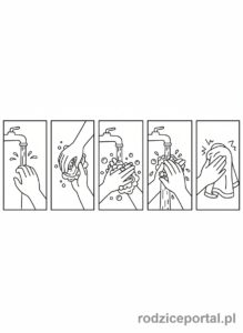 Kolorowanka Mycie Rąk - Instrukcja mycia rąk