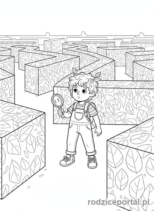 Kolorowanka Myślenie Logiczne - Dziecko w labiryncie