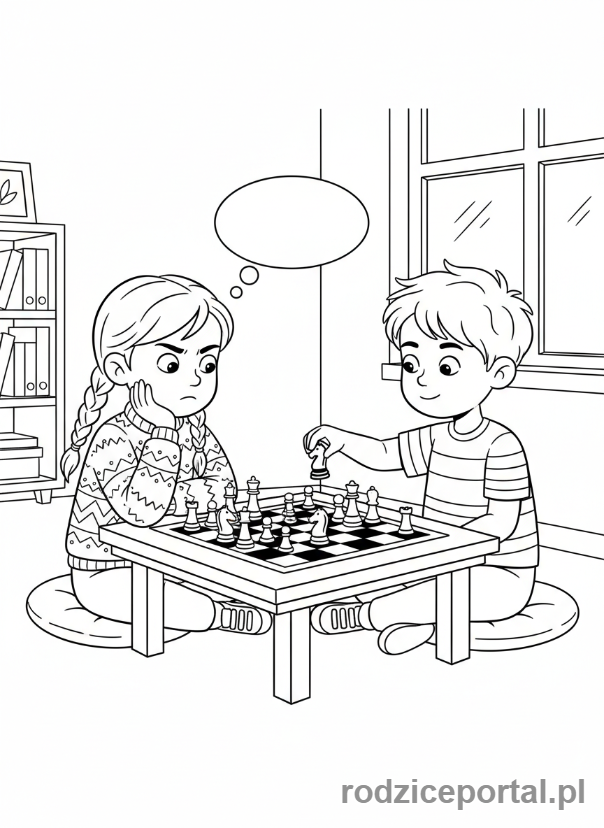 Kolorowanka Myślenie Logiczne - Partia szachów