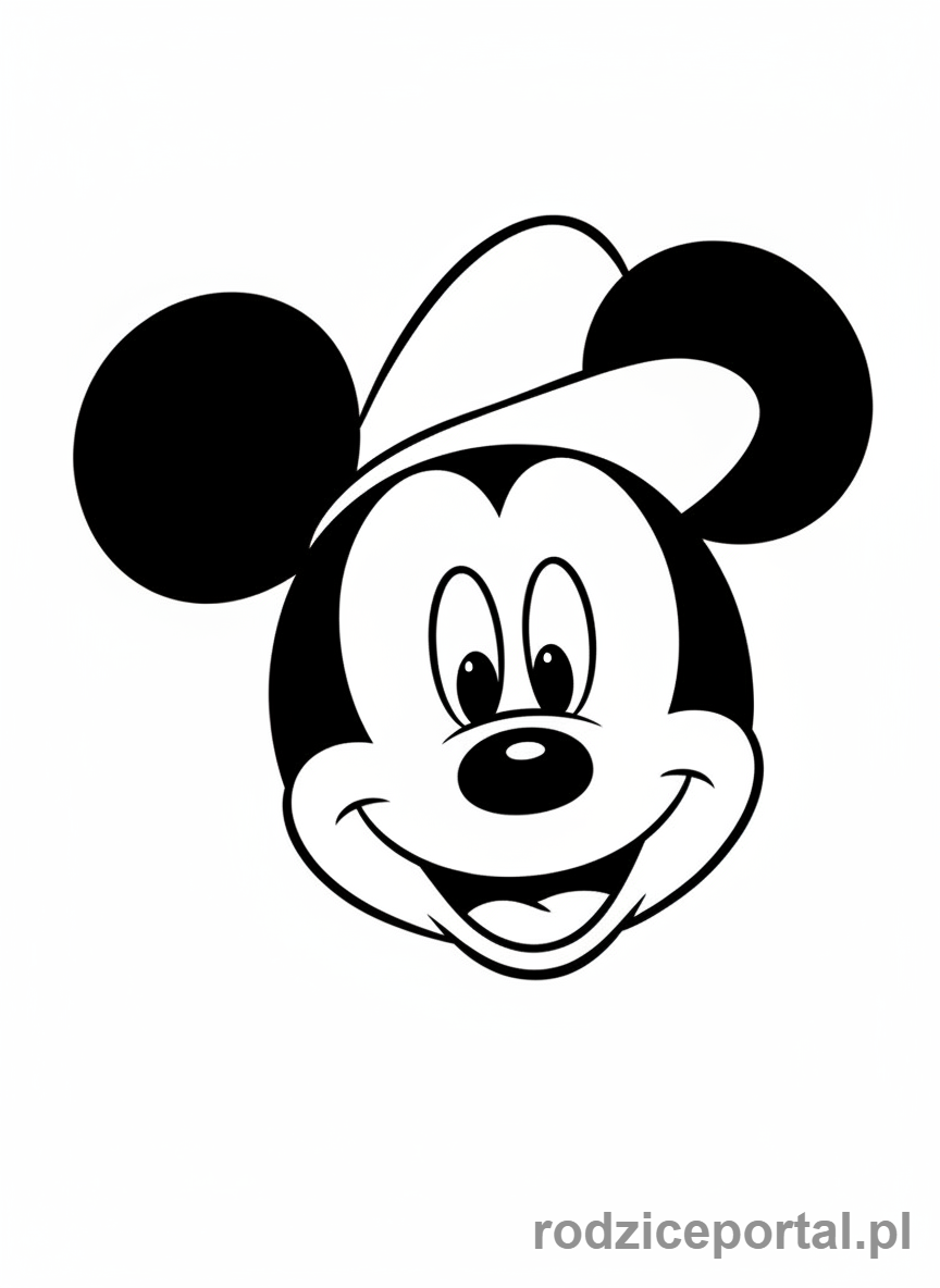 Kolorowanka Myszka Miki - Myszka Miki uśmiechnięta, zbliżenie
