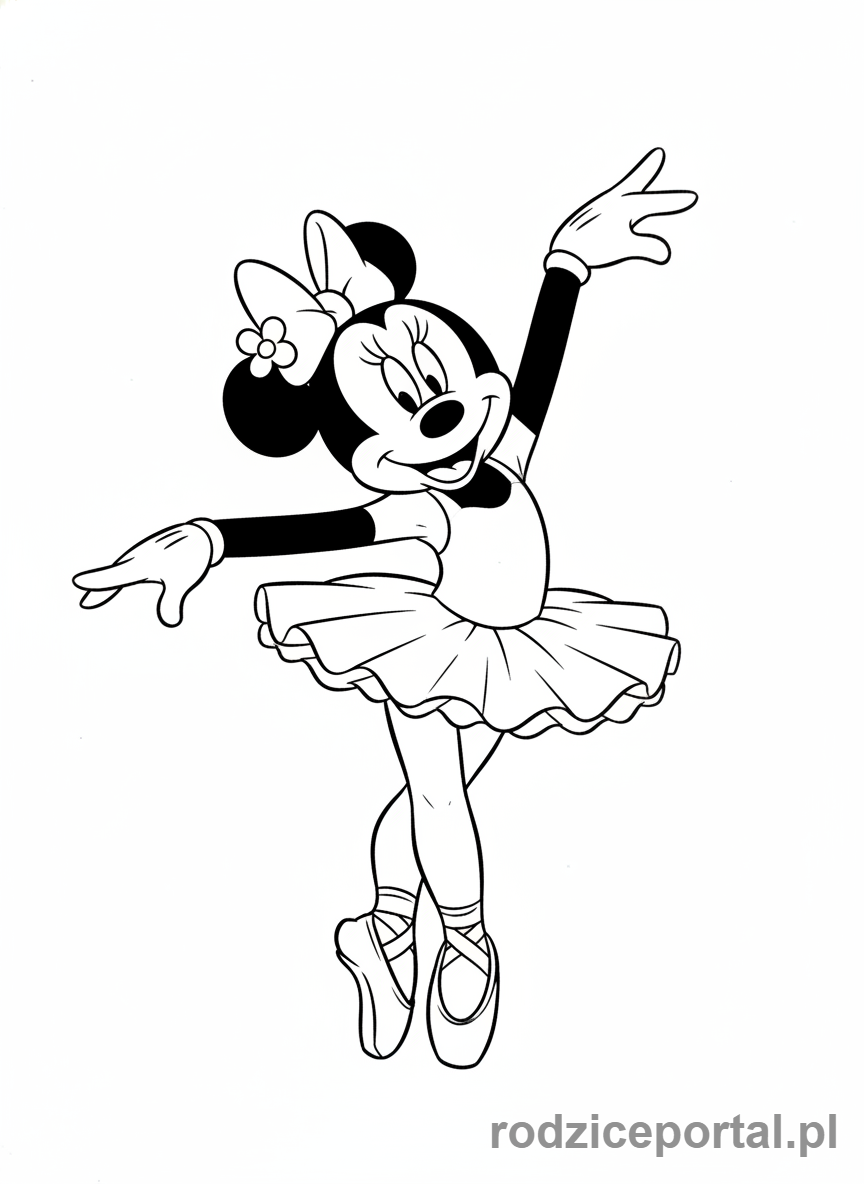Kolorowanka Myszka Minnie - Minnie jako baletnica