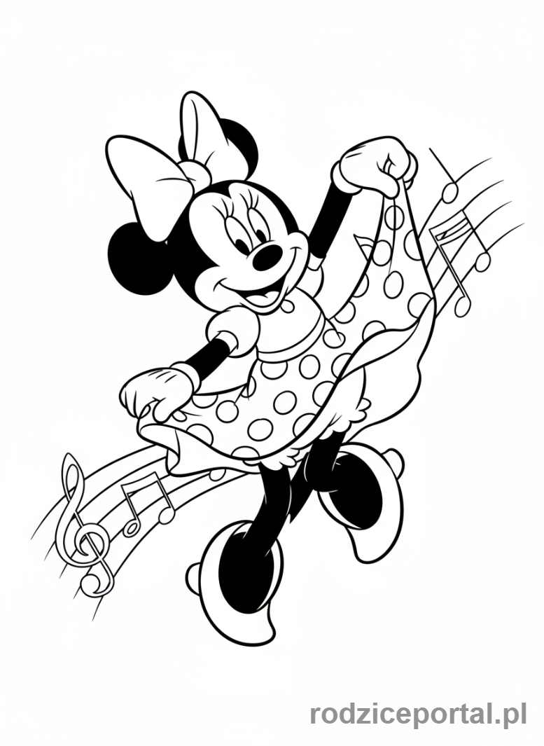 Kolorowanka Myszka Minnie - Minnie tańczy radośnie