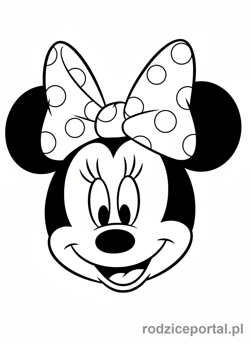 Kolorowanka Myszka Minnie - Minnie zbliżenie twarzy