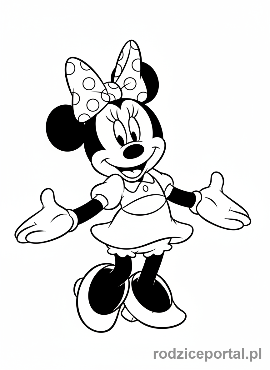 Kolorowanka Myszka Minnie - Myszka Minnie uśmiechnięta