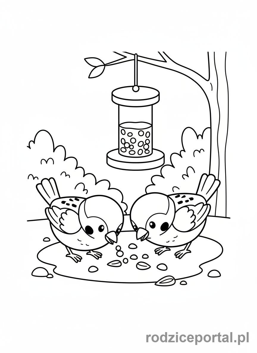 Kolorowanka Nasiona - Ptaki jedzą nasiona