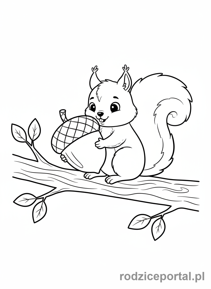 Kolorowanka Nasiona - Wiewiórka z orzechem