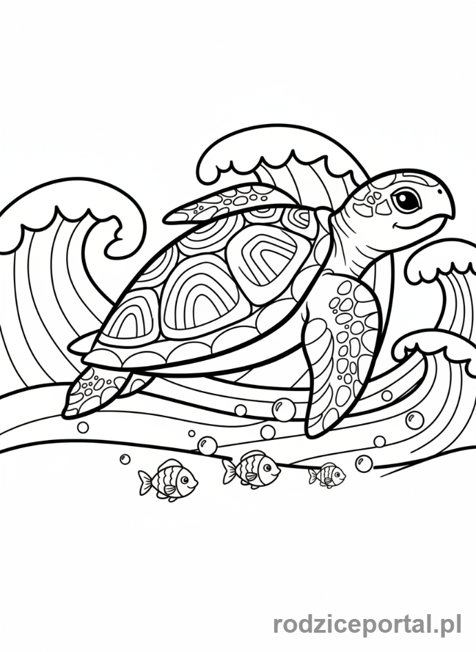 Kolorowanka Natura Ochrona - Żółw morski w oceanie