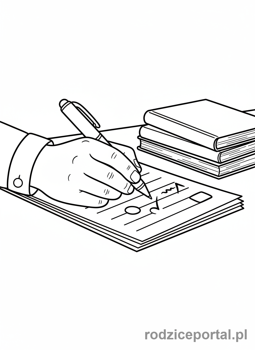 Kolorowanka Nauczyciel - Nauczyciel sprawdza prace