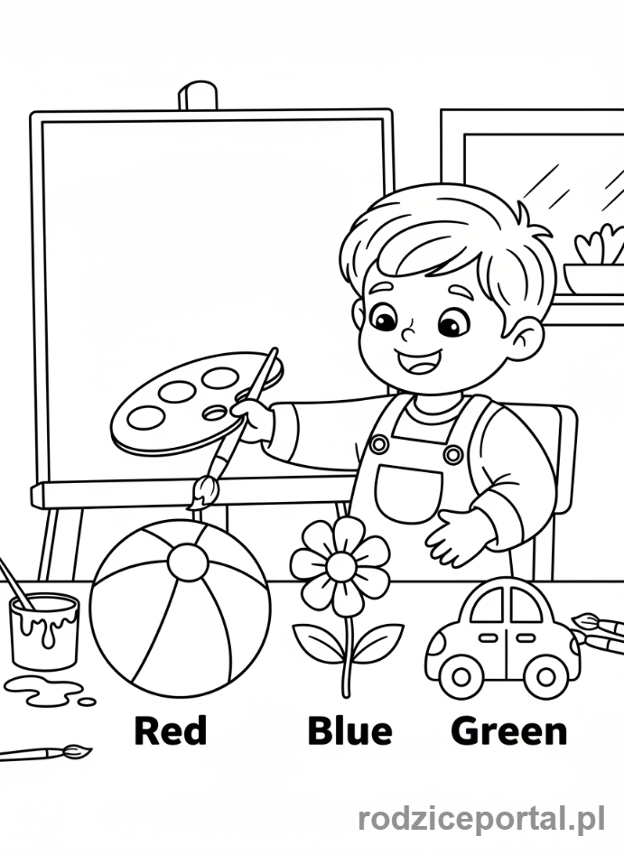 Kolorowanka Nauka Angielskiego - Dziecko maluje kolory