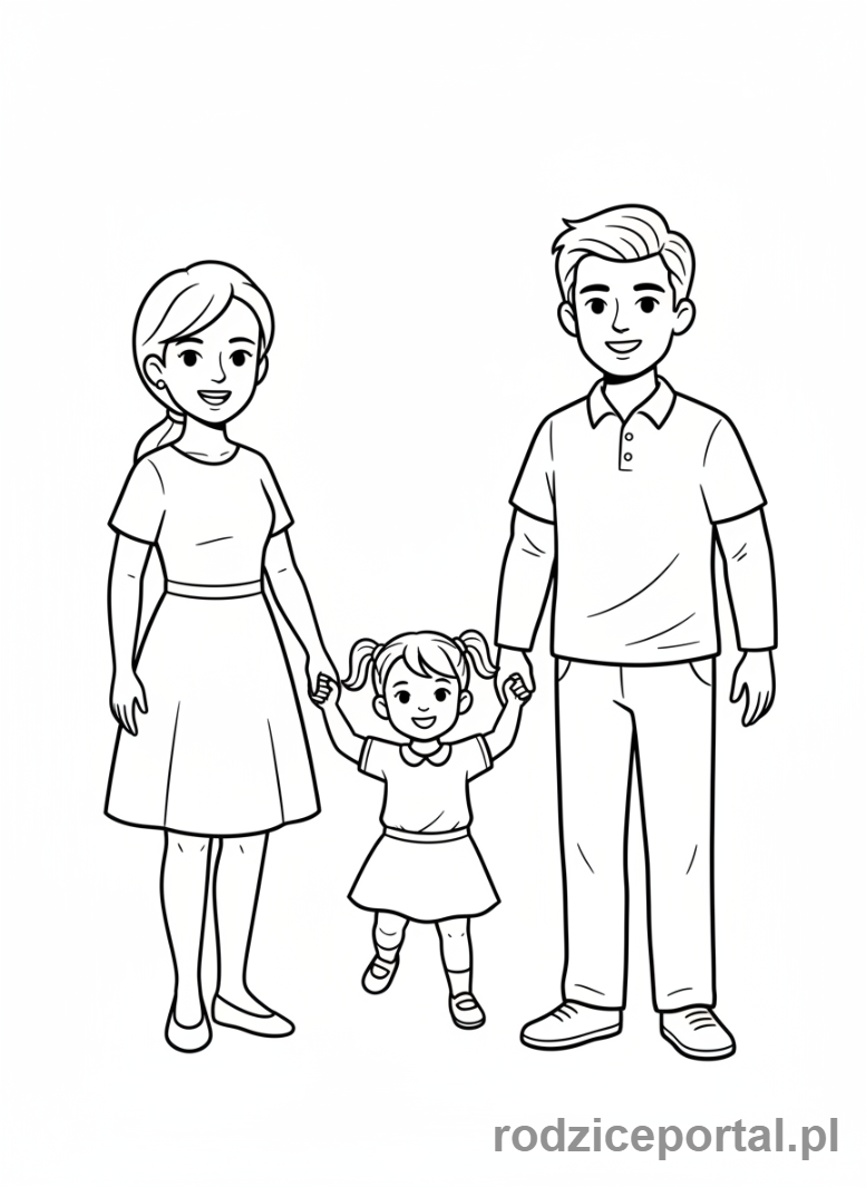 Kolorowanka Nauka Angielskiego - Rodzina z opisami członków