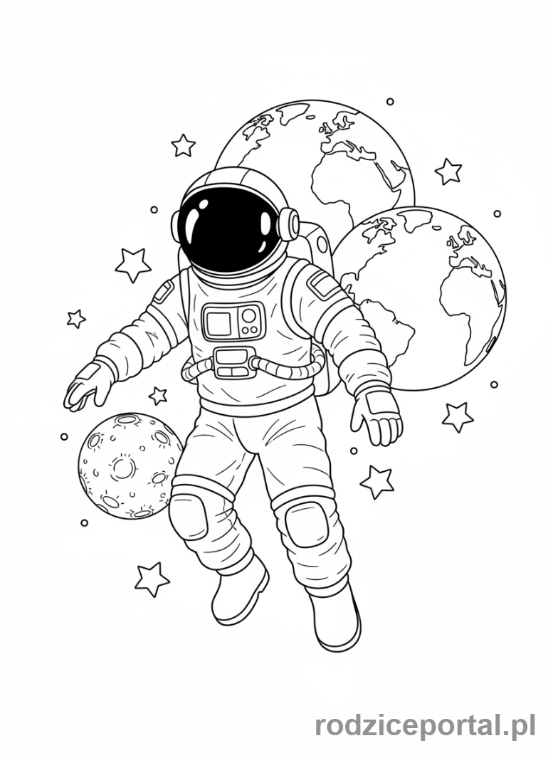 Kolorowanka Nauka - Astronauta w kosmosie
