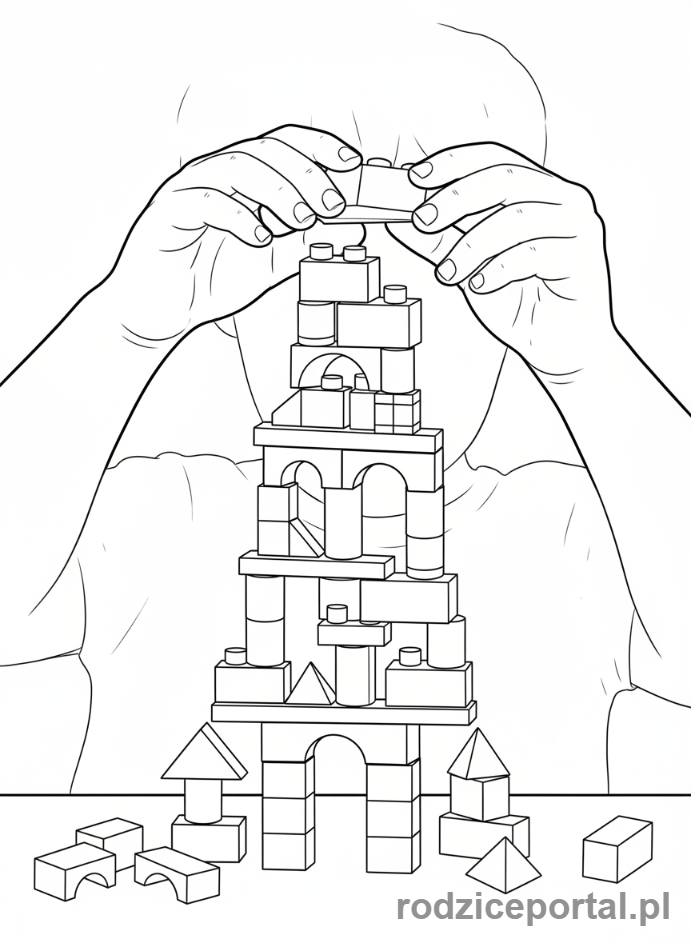 Kolorowanka Nauka Cierpliwości - Budowanie z klocków
