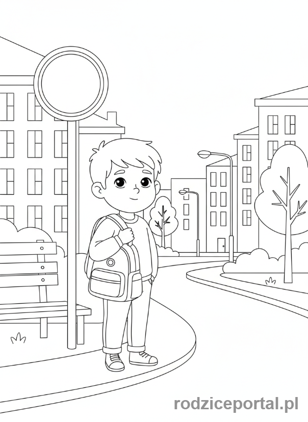 Kolorowanka Nauka Cierpliwości - Czekanie na przystanku