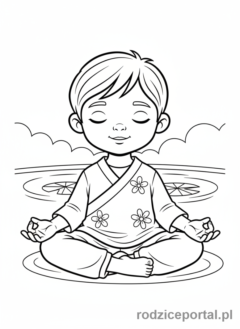 Kolorowanka Nauka Cierpliwości - Dziecko medytuje