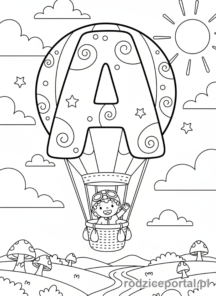 Kolorowanka Nauka Czytania - Balon w kształcie literki