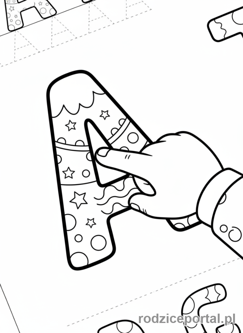 Kolorowanka Nauka Czytania - Dziecko śledzi literki palcem