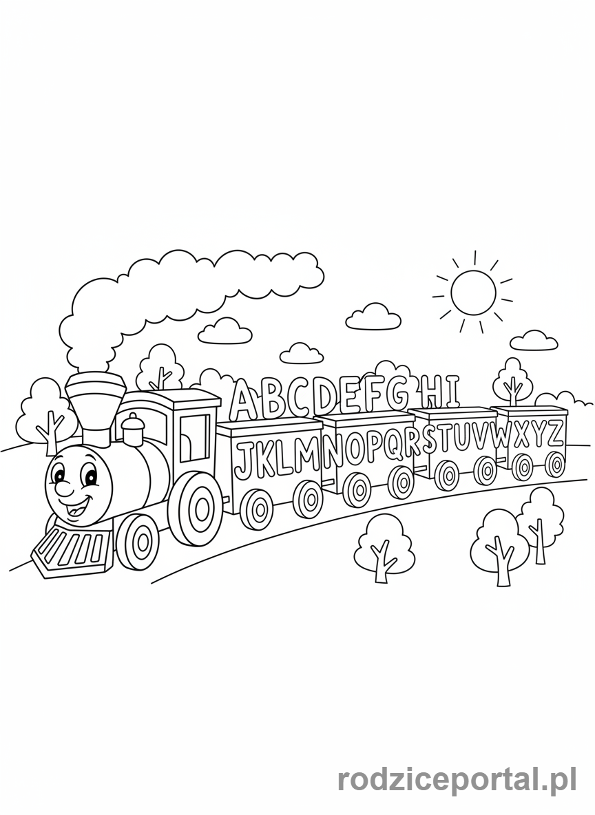 Kolorowanka Nauka Czytania - Pociąg z literkami