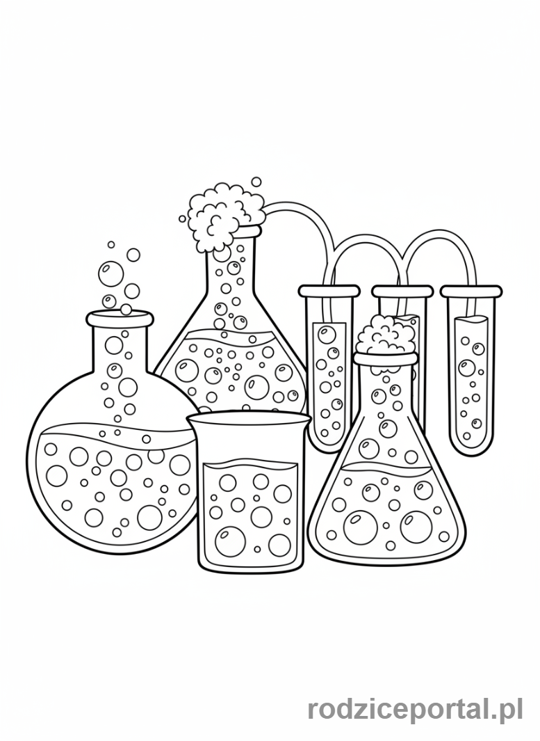 Kolorowanka Nauka - Eksperyment chemiczny