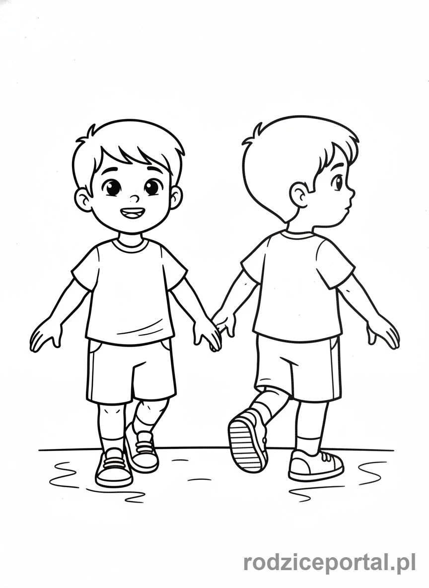 Kolorowanka Nauka Kierunków - Dziecko idzie przodem i tyłem.