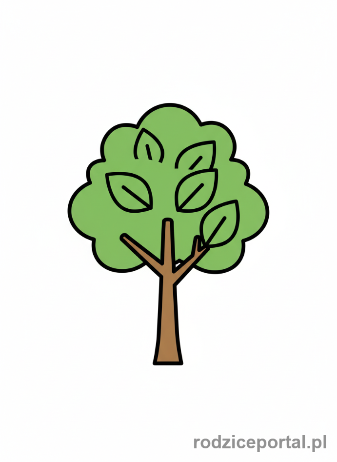 Kolorowanka Nauka Kolorów - Zielone Drzewo