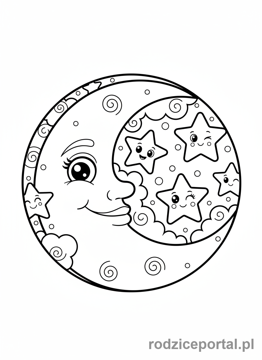 Kolorowanka Nauka Kształtów - Księżyc sierp