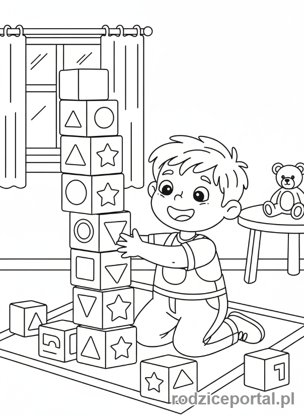 Kolorowanka Nauka Kształtów - Kwadratowe klocki