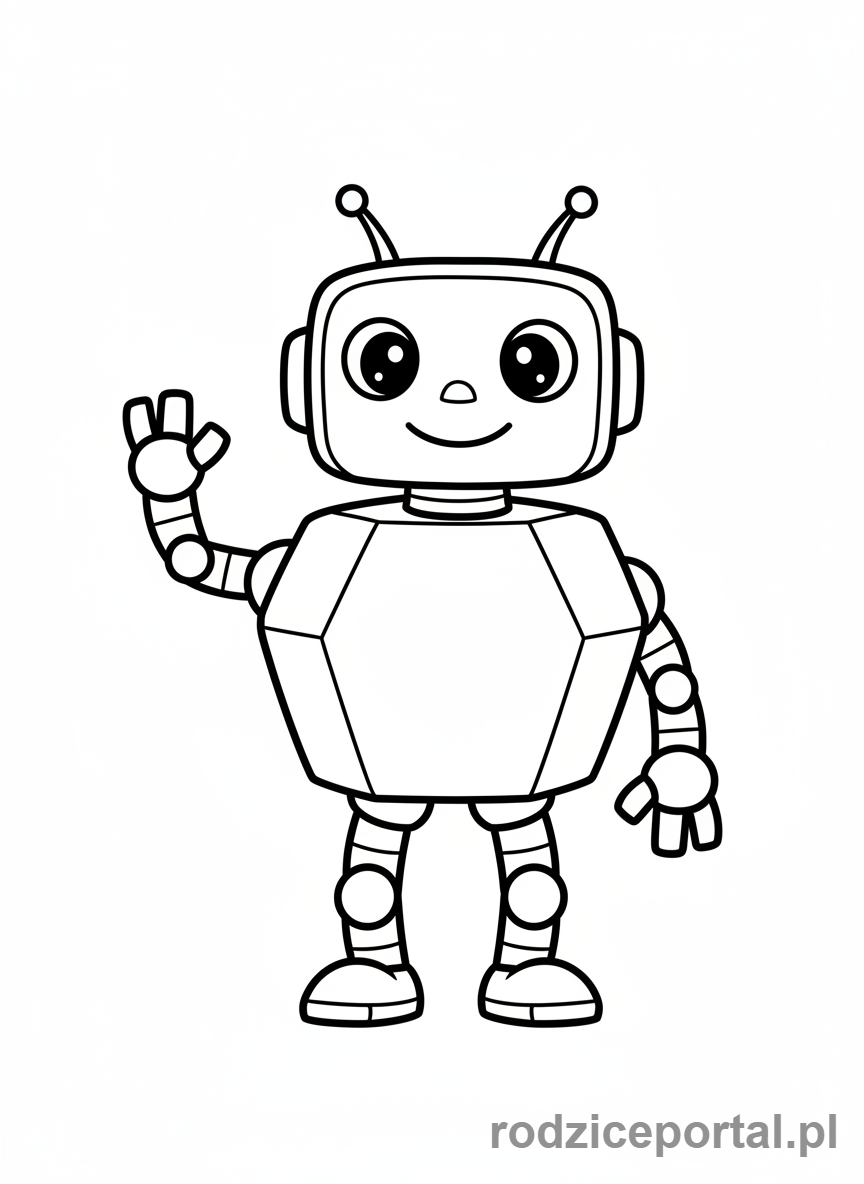 Kolorowanka Nauka Kształtów - Robot pentagon