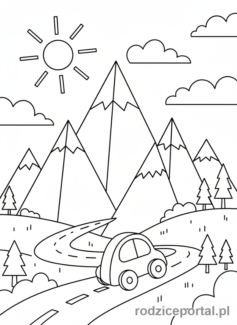 Kolorowanka Nauka Kształtów - Trójkątne góry