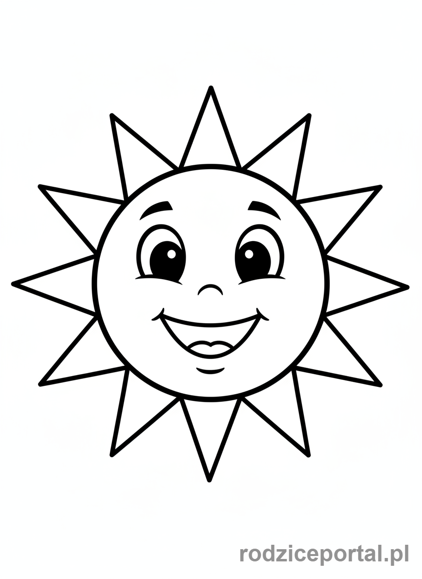 Kolorowanka Nauka Kształtów - Uśmiechnięte Słońce