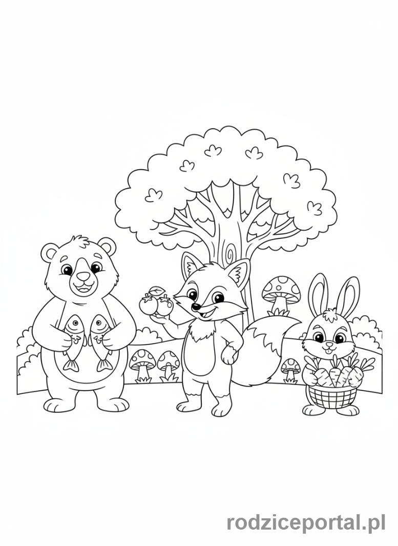 Kolorowanka Nauka Liczb - Zwierzęta liczące obiekty