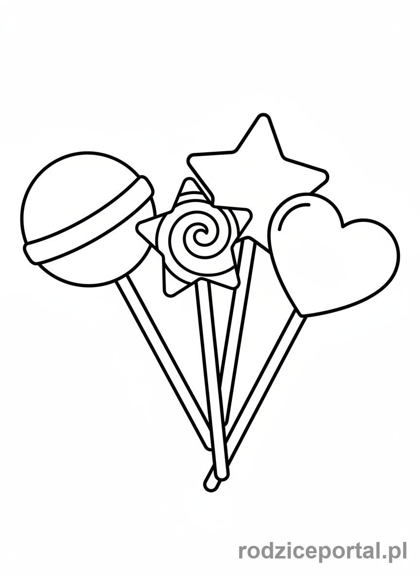 Kolorowanka Nauka Liczenia - Cztery lizaki na patyku