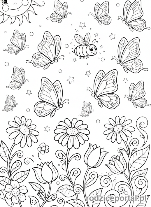 Kolorowanka Nauka Liczenia - Dwanaście motyli latających
