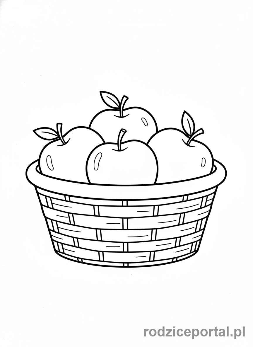 Kolorowanka Nauka Liczenia - Trzy jabłka w koszyku