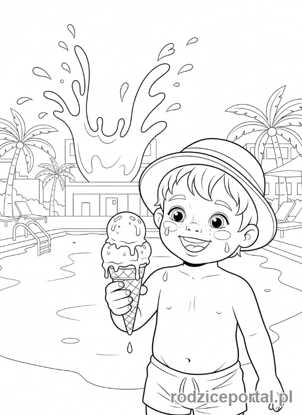 Kolorowanka Nauka Miesięcy - LipiecBasenLody