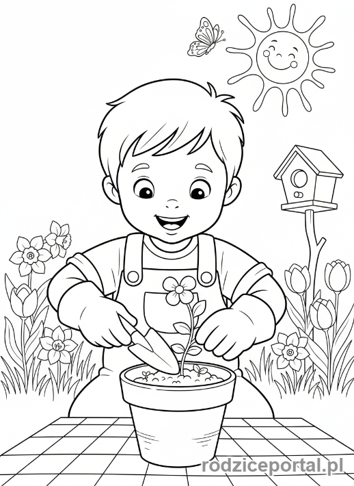 Kolorowanka Nauka Miesięcy - MarzecWiosna