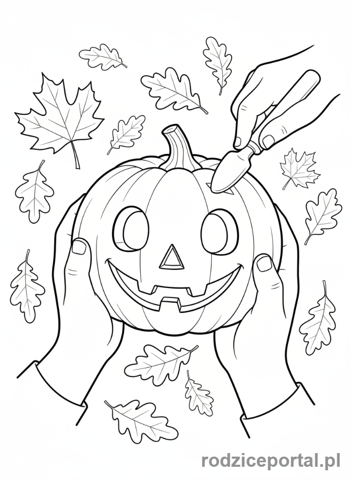 Kolorowanka Nauka Miesięcy - PazdziernikDyniaLiscie