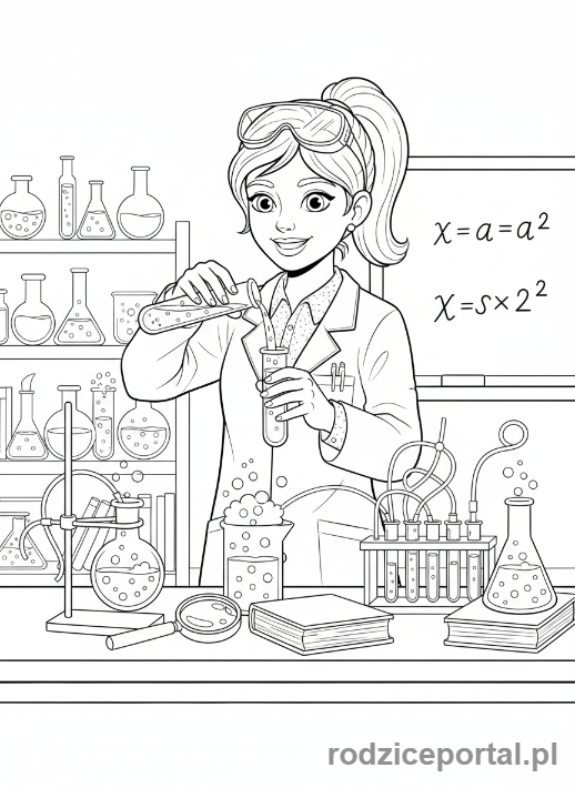 Kolorowanka Nauka - Naukowiec w laboratorium