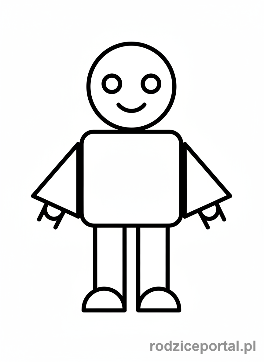 Kolorowanka Nauka Przez Obraz - Robot z figur geometrycznych
