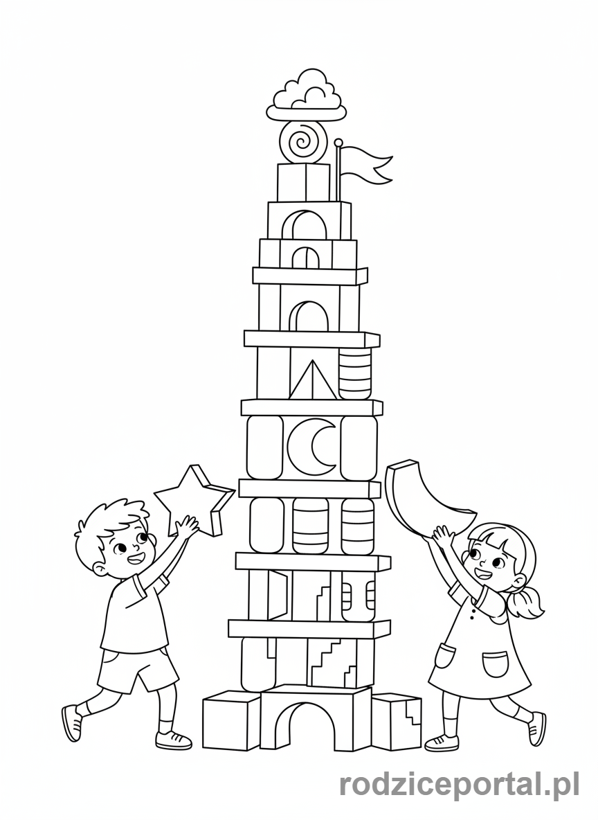 Kolorowanka Nauka Przez Zabawę - Budowanie z klocków