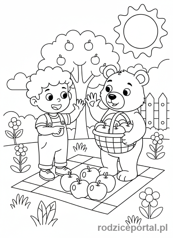 Kolorowanka Nauka Przez Zabawę - Dziecko liczy z misiem