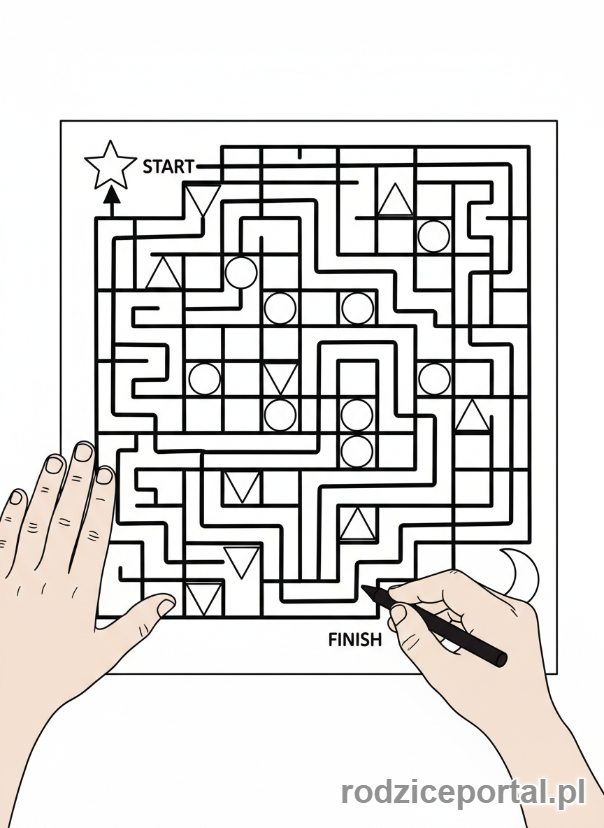 Kolorowanka Nauka Przez Zabawę - Dziecko rozwiązuje labirynt