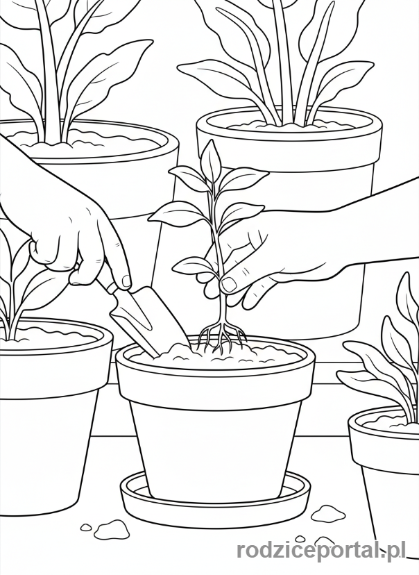 Kolorowanka Nauka - Sadzenie rośliny