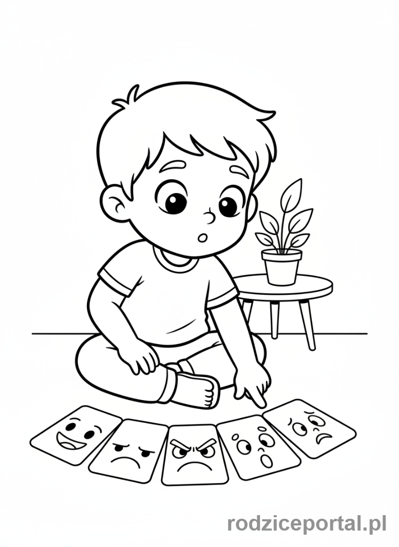 Kolorowanka Nauka Samoregulacji - Dziecko rozpoznaje emocje