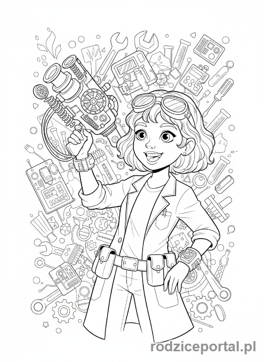 Kolorowanka Naukowiec - Młody naukowiec, wynalazek