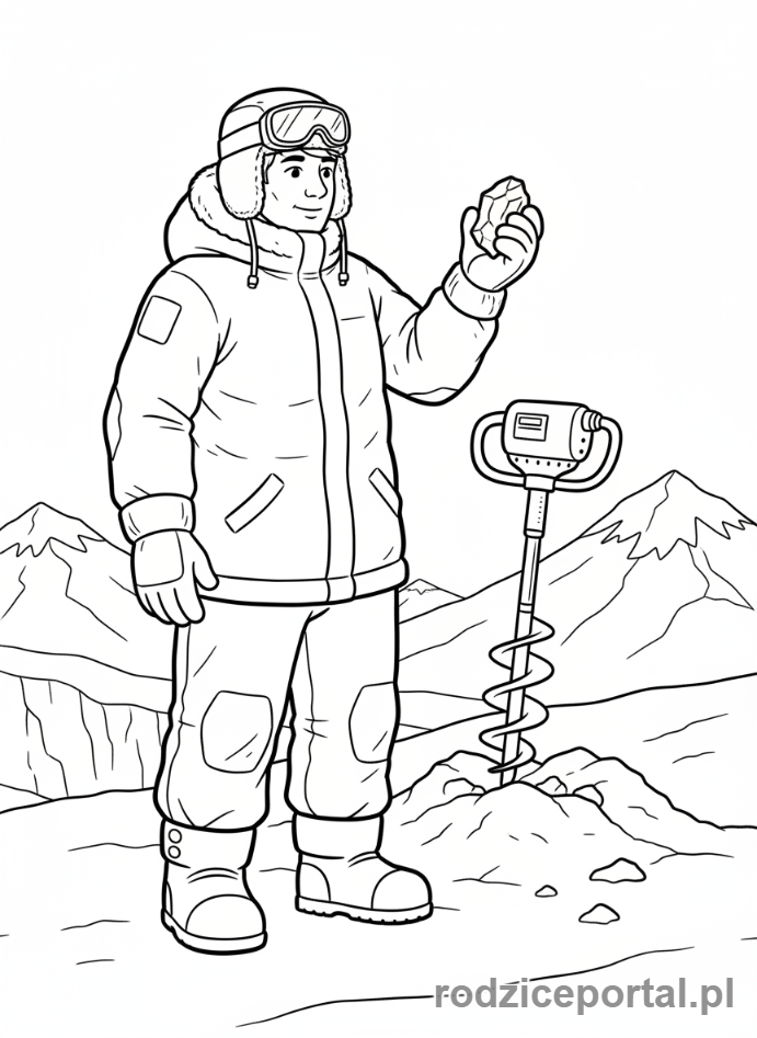 Kolorowanka Naukowiec - Naukowiec na Antarktydzie