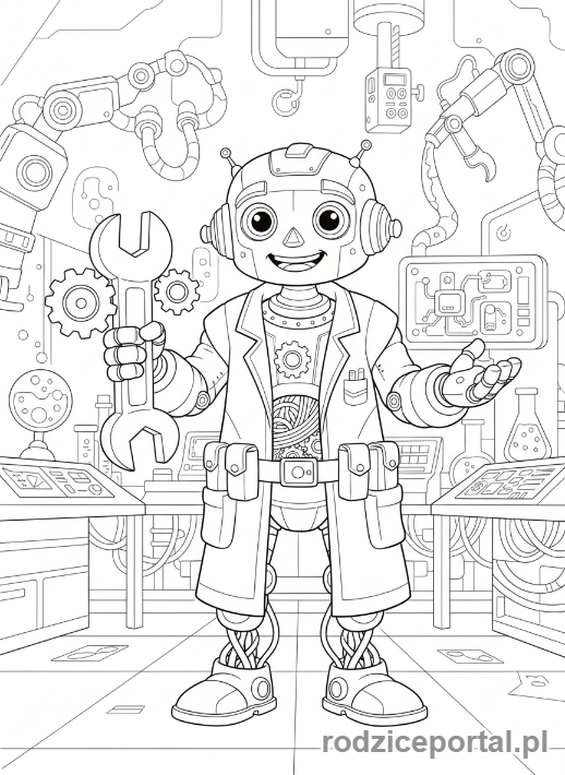 Kolorowanka Naukowiec - Naukowiec robot