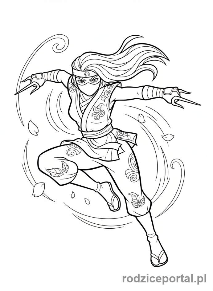 Kolorowanka Ninja - Kunoichi w akcji